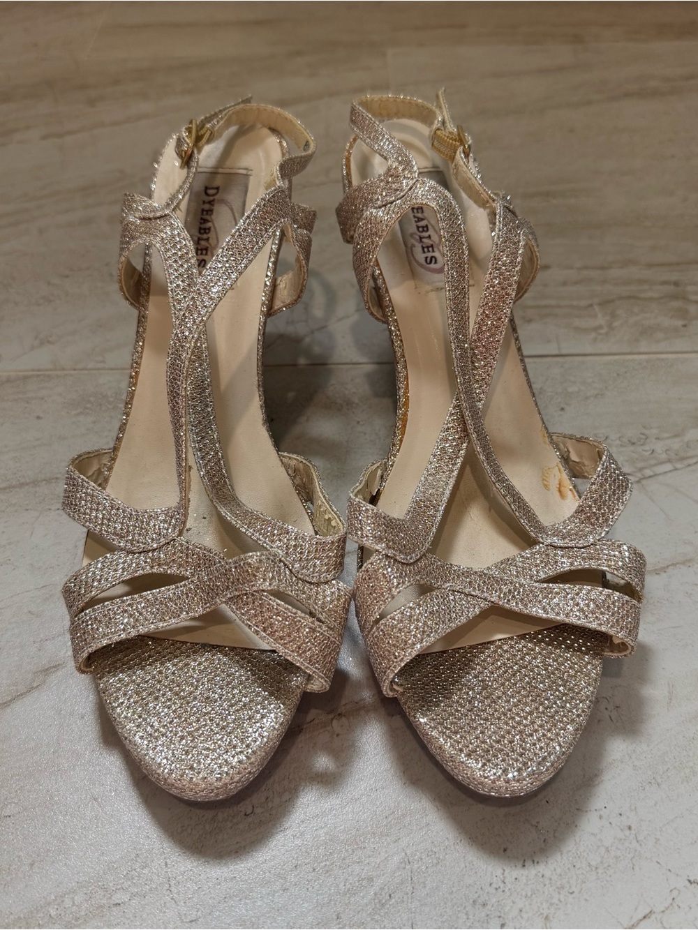 Gold Glitter Strappy Women's Sandals